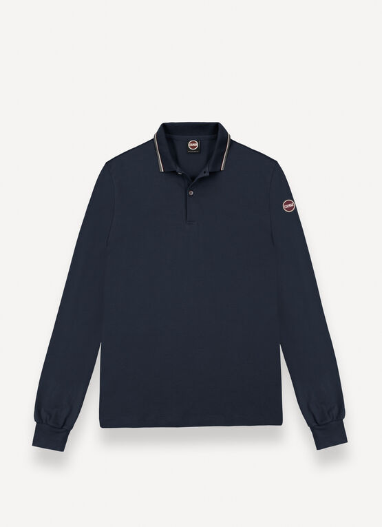 Long-sleeved tricolour polo shirt