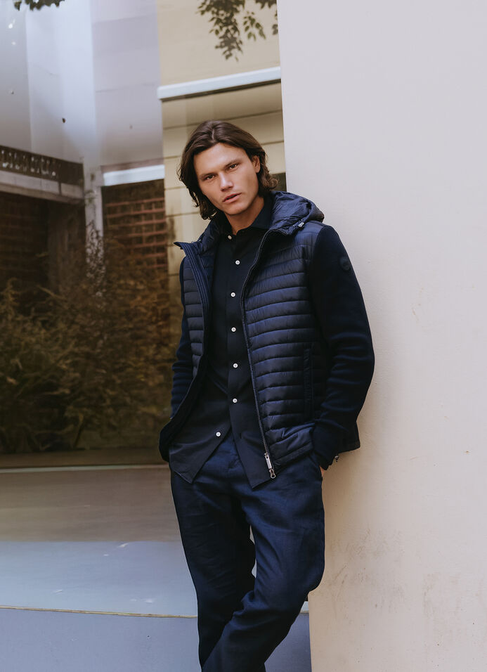 Hybrid padded jacket with hood