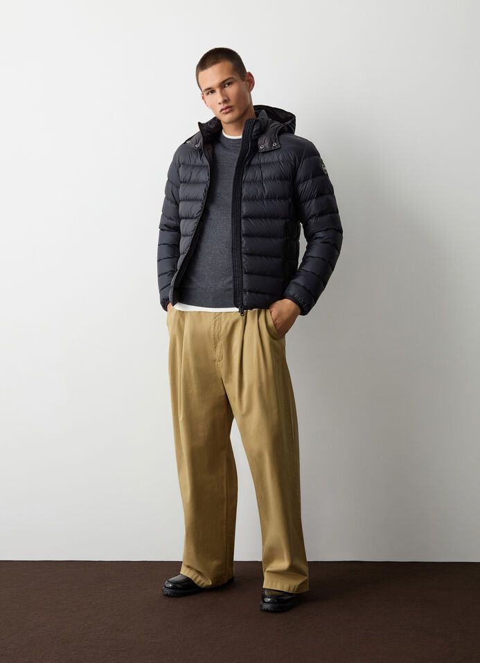 Sporty down jacket with detachable hood image number 1