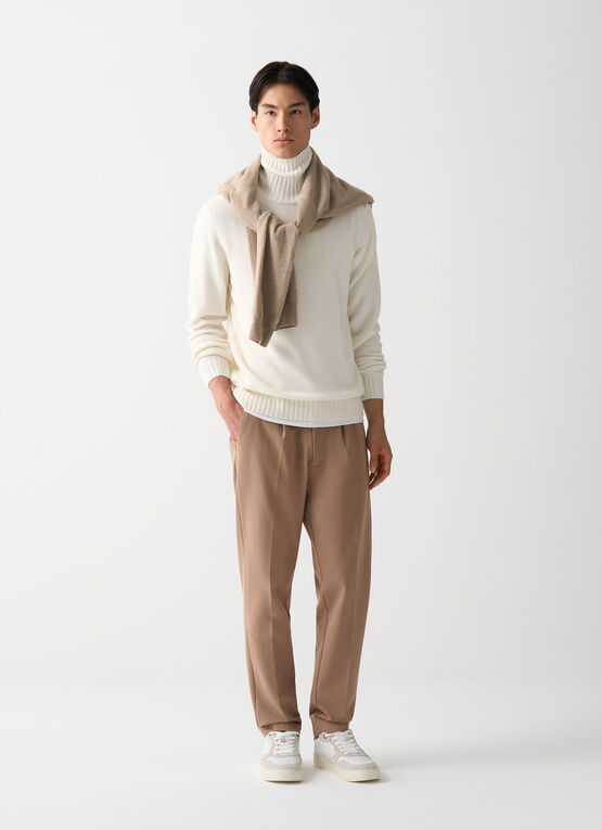 Branded wool polo-neck pullover