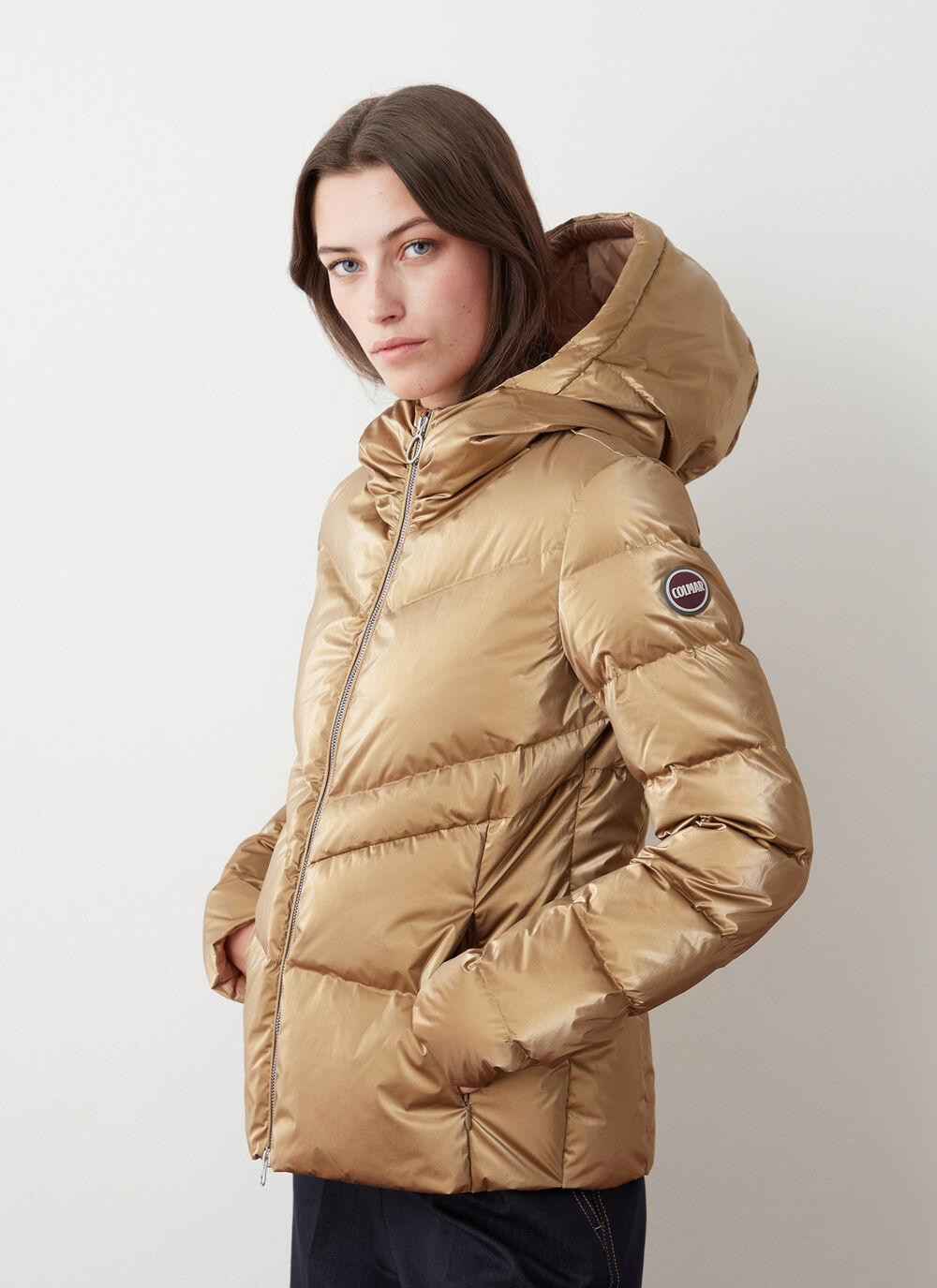 Metallic-effect gold down jacket image number 1