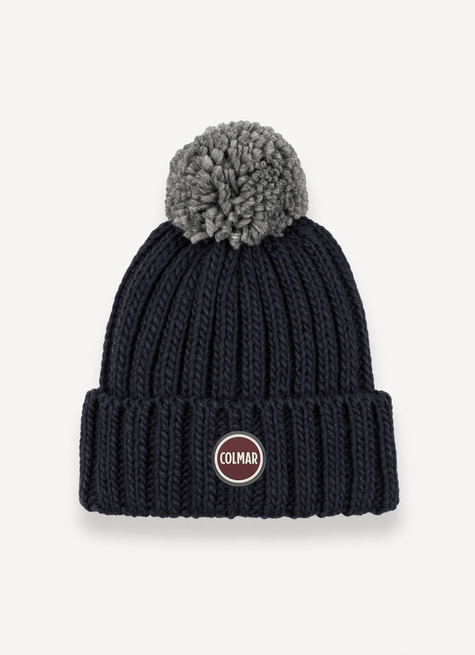 Unisex rib-knit hat with pom-pom image number 2