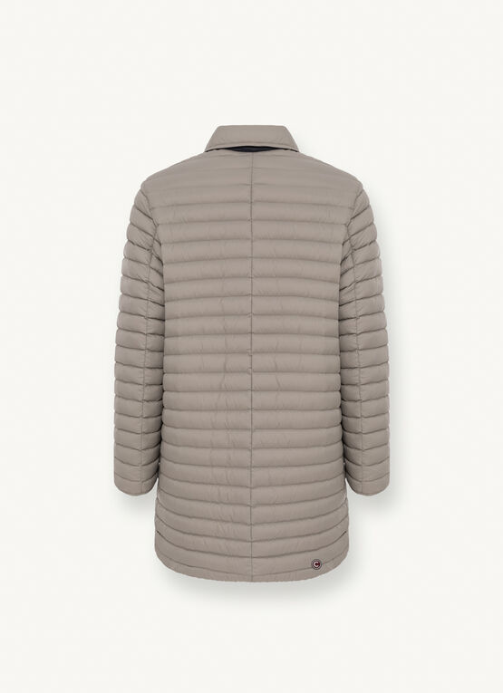 Reversible down jacket with shirt collar