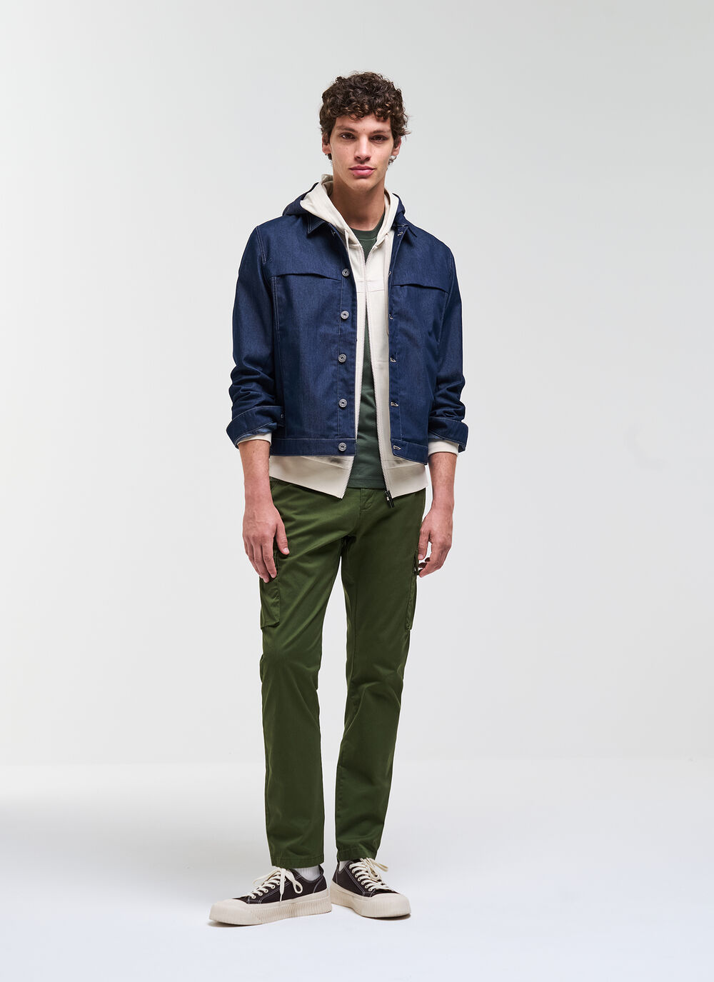 Denim jacket with detachable hood image number 1