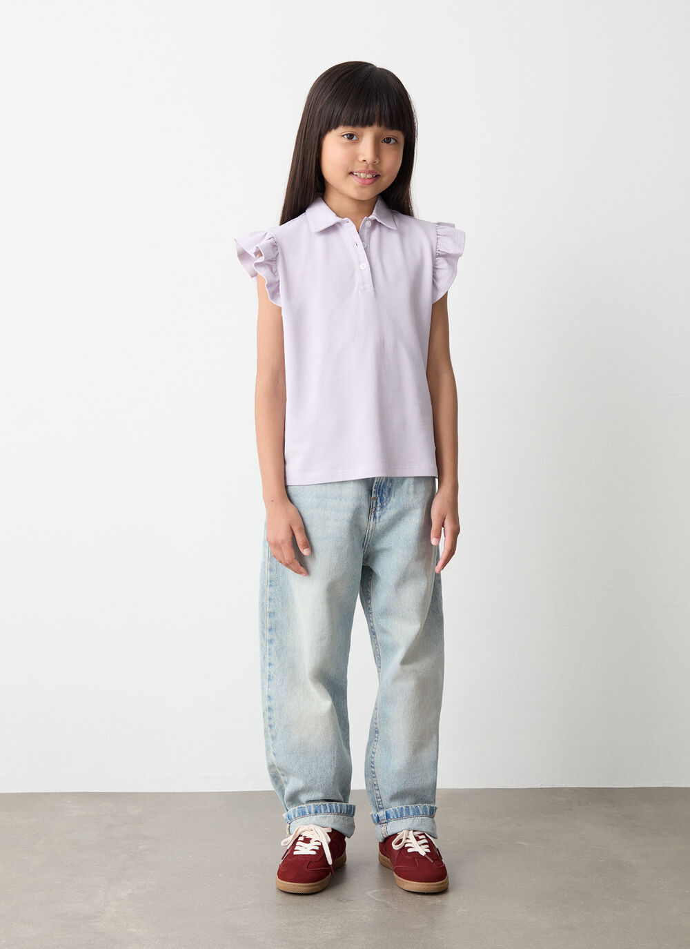 Polo en piqu&eacute; avec volants image number 1