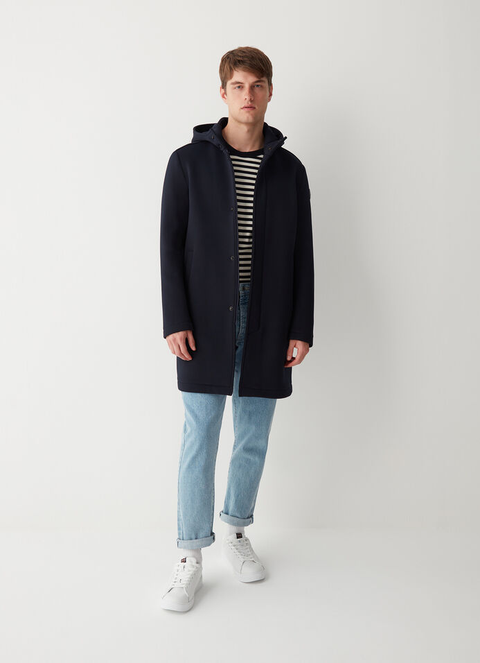 Unwattierte Jacke aus Wollstoff mit Kapuze