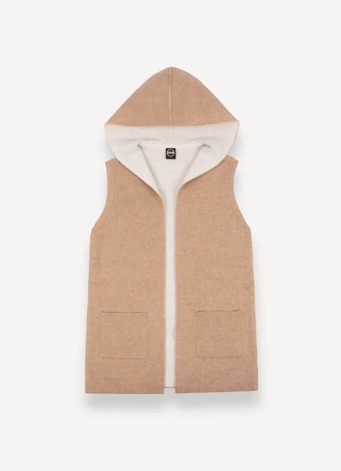 Veste sans manches ouverte en drap de laine bicolore image number 3