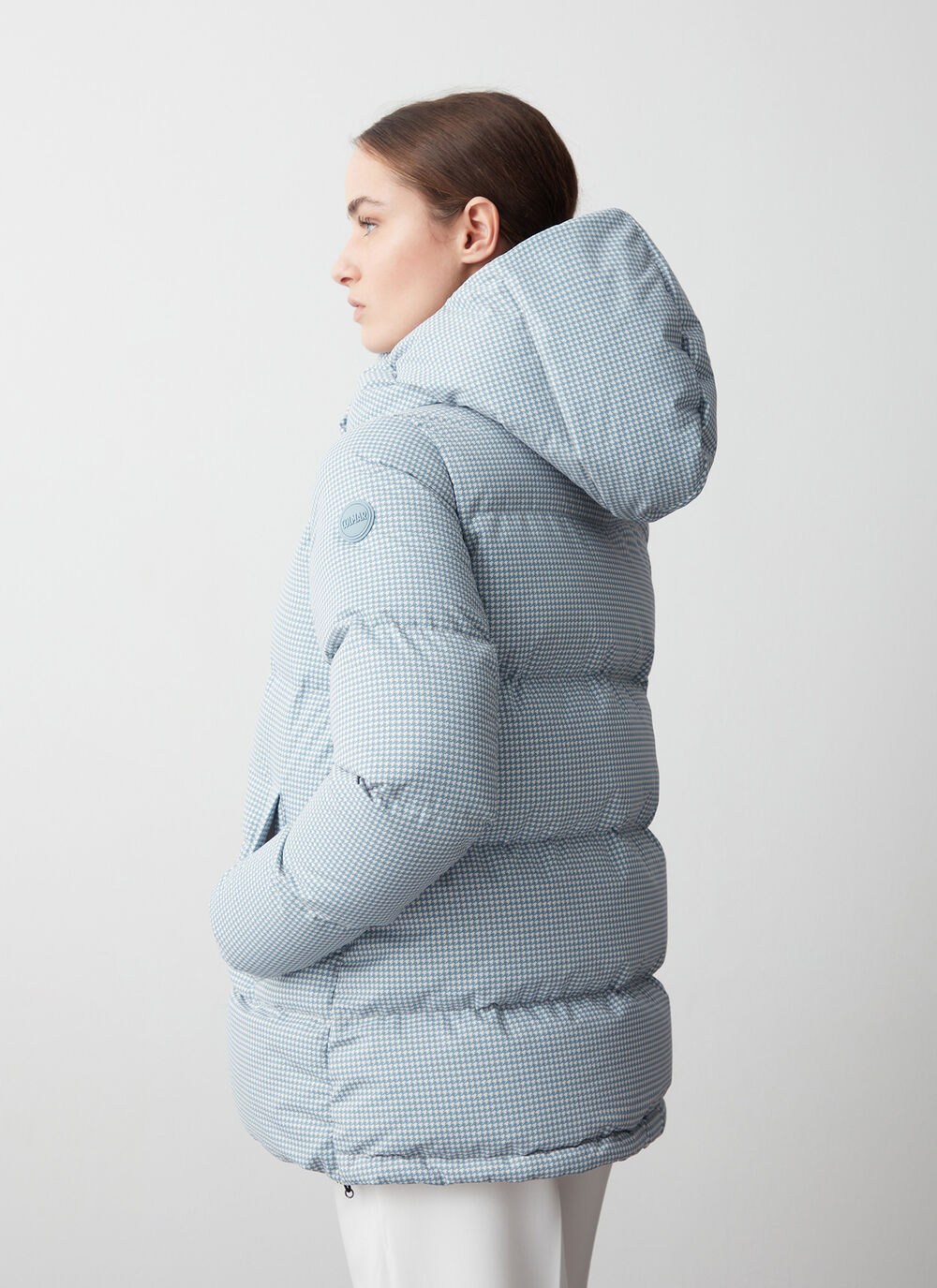 Houndstooth down jacket with maxi-hood image number 2