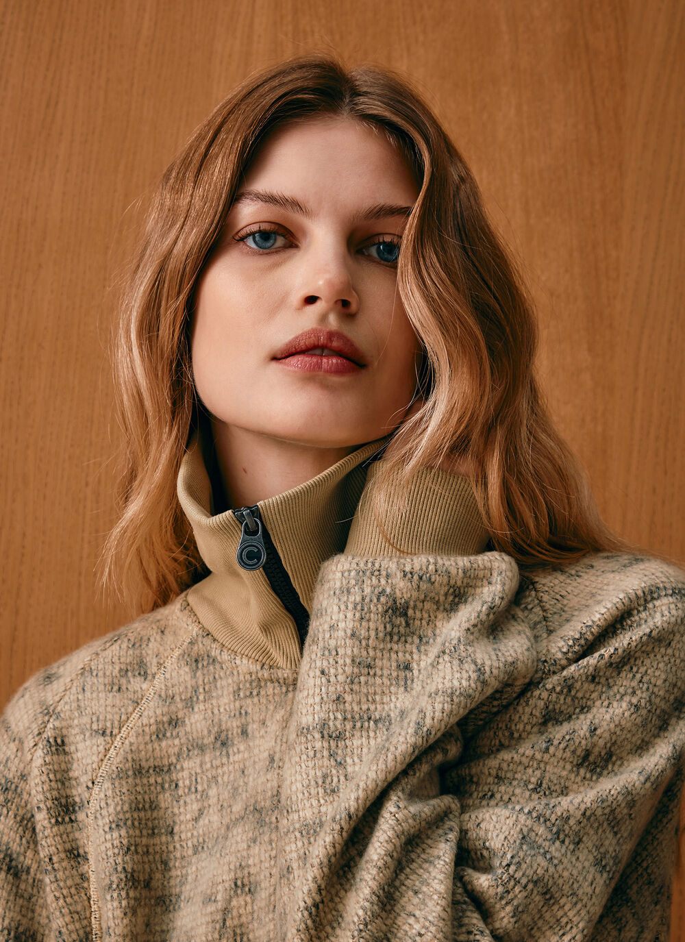 Half-zip jacquard knit sweatshirt image number 2