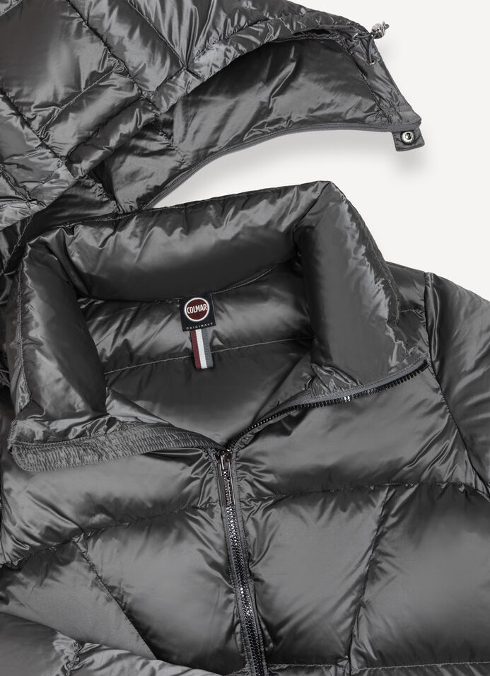 Long down jacket with side slits image number 6