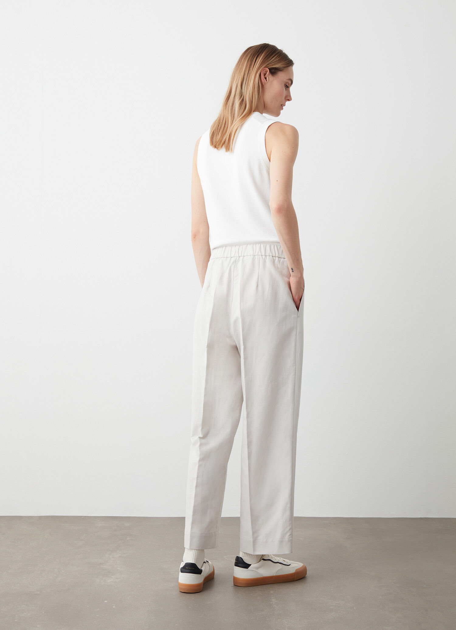 パンツ COLMAR Women Straight Pants 9278R 1YH 219 Beige Linen trousers - PORCELAIN BEIGE | Colmar