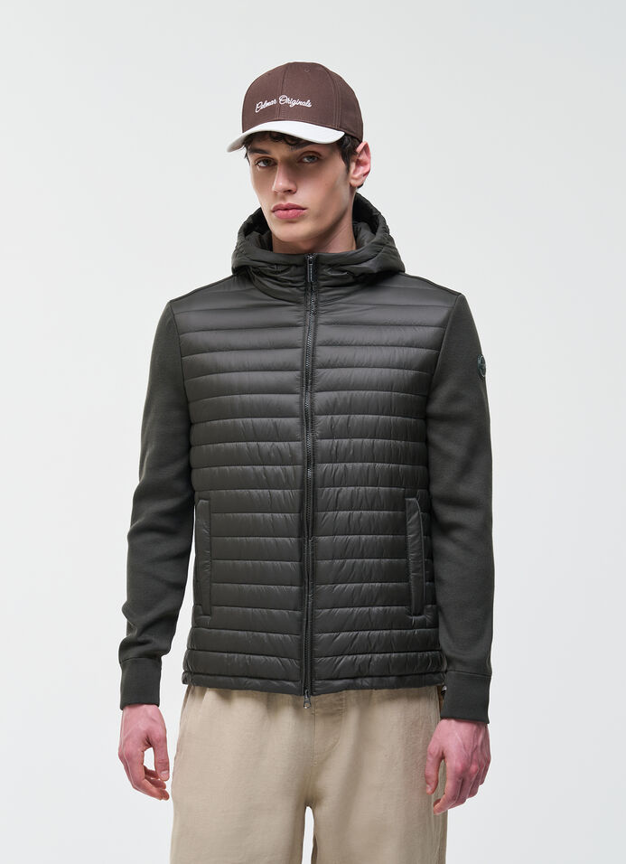 Hybrid padded jacket with hood