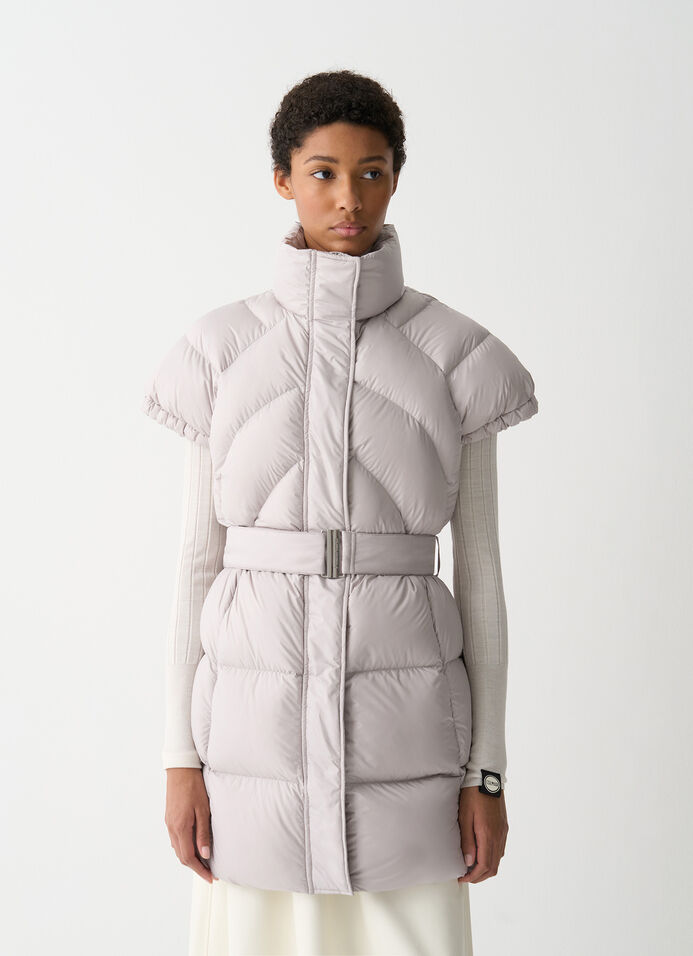 Short sleeve down jacket with belt image number 1