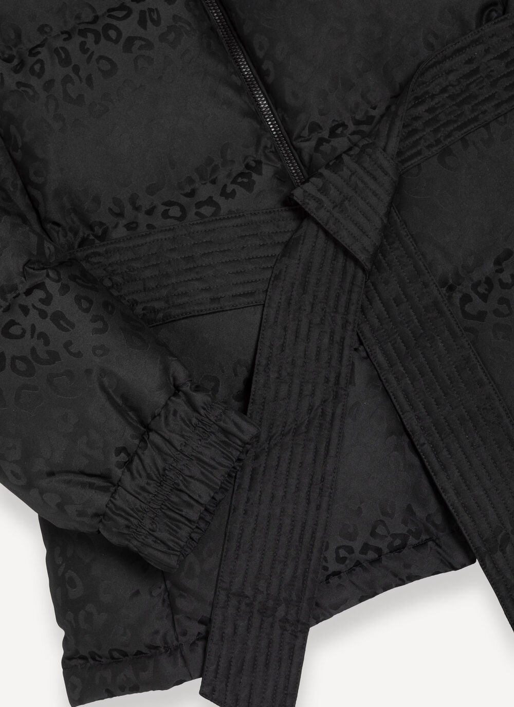 Animal print down jacket with belt image number 6