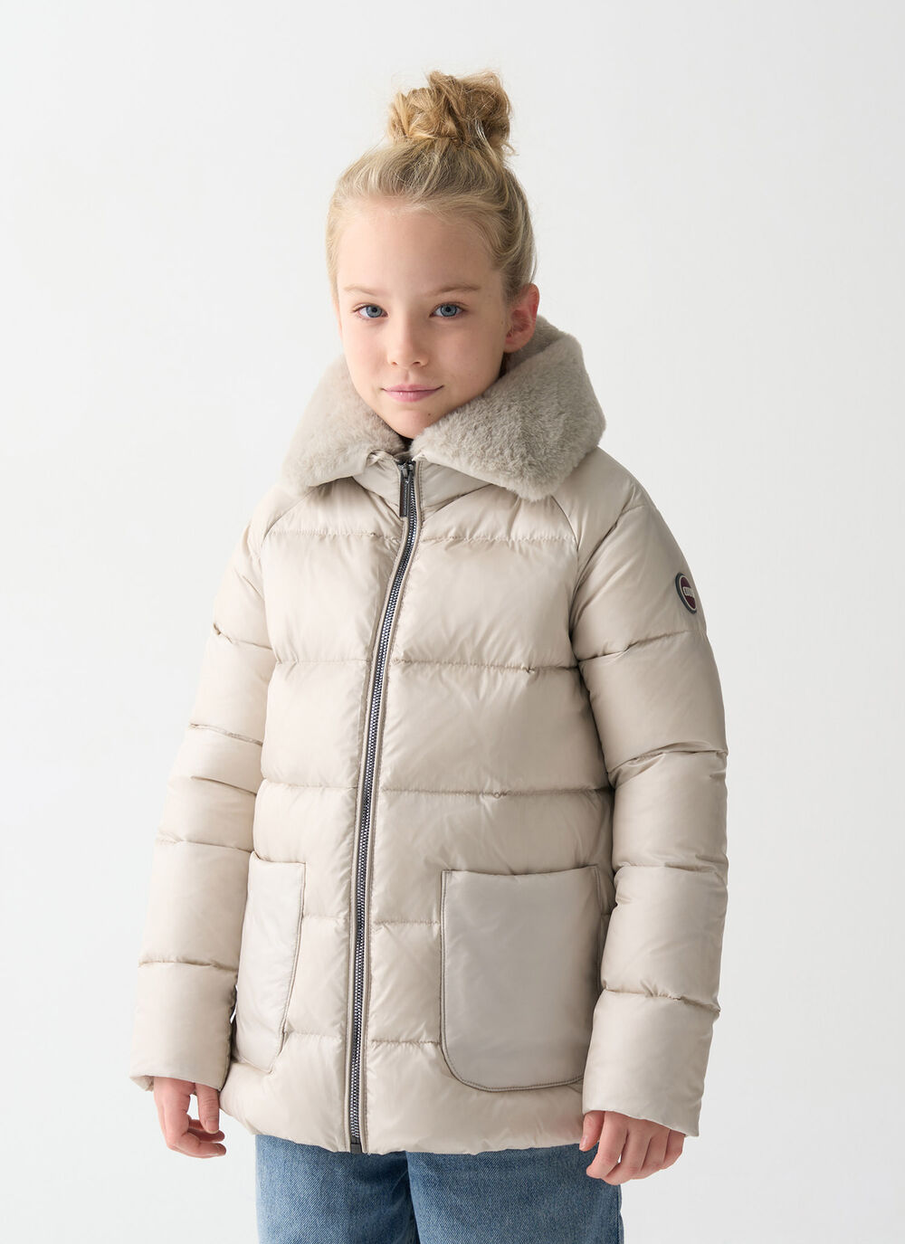 Down jacket with fur collar image number 1