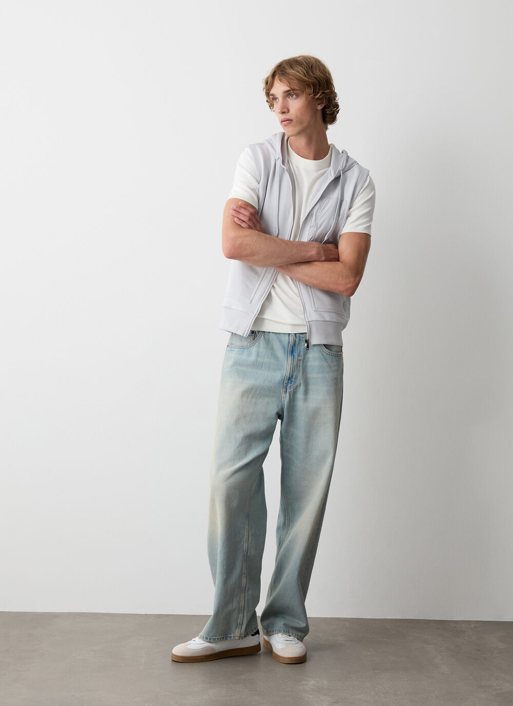 Fleece gilet with nylon details image number 1