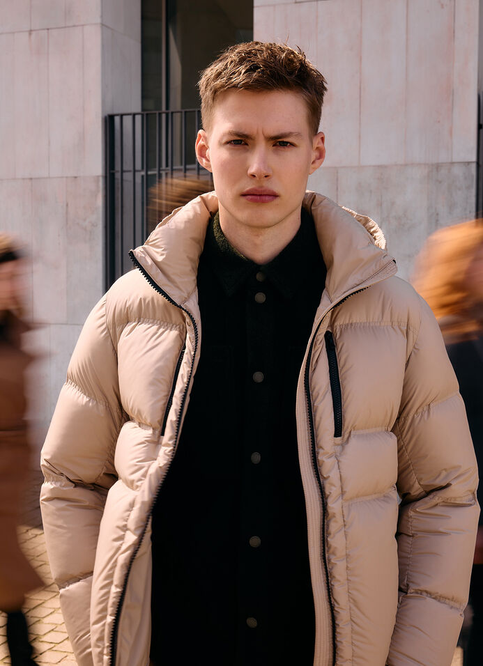 Puffy down jacket with hood image number 0