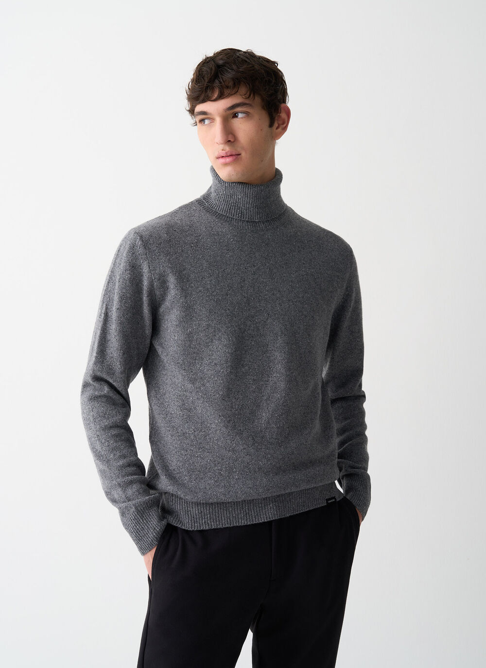 Melange polo-neck jumper image number 1