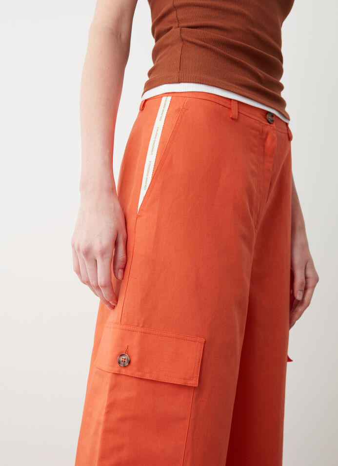 Pantaloni cargo in lino image number 2