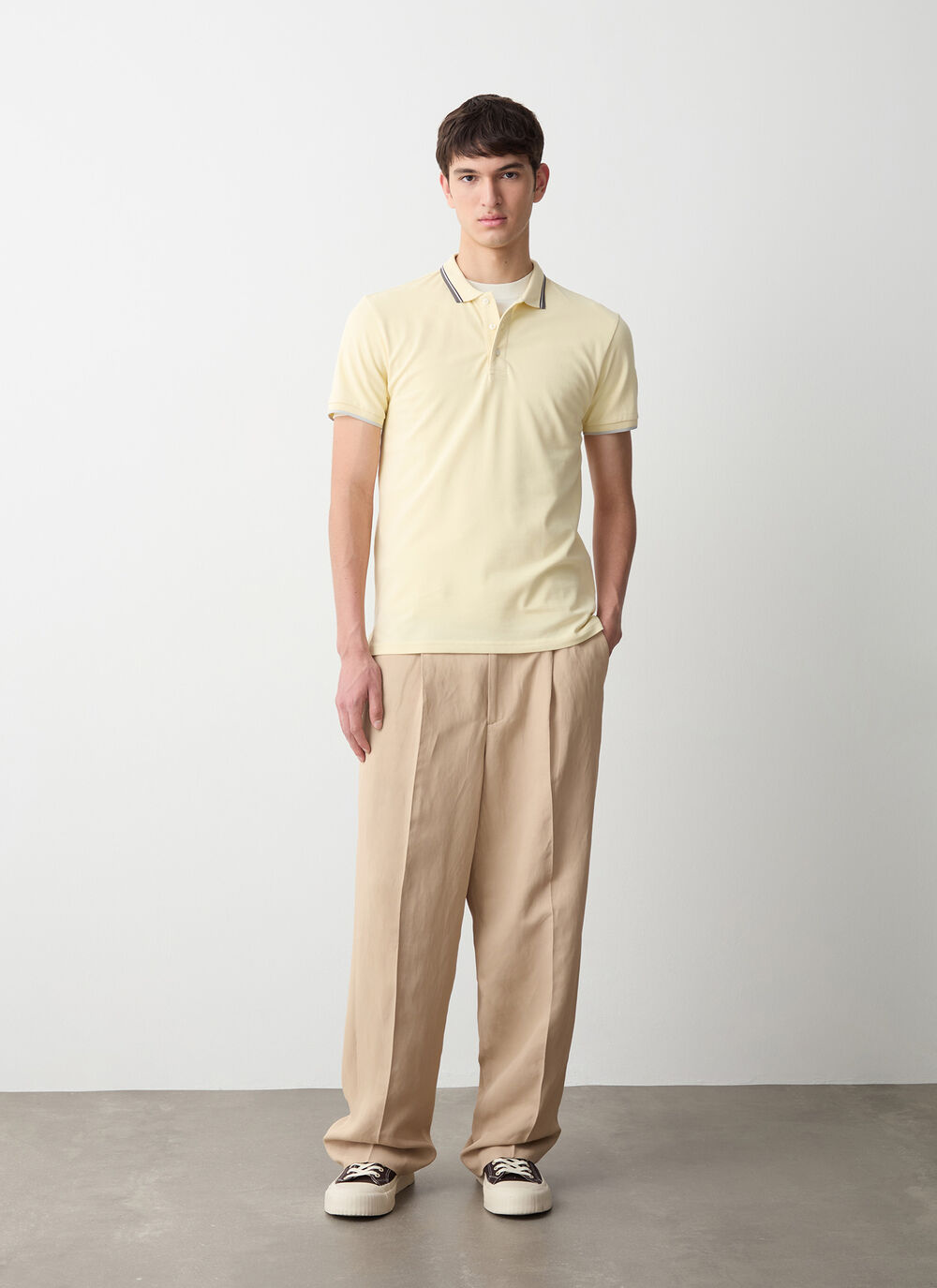 Piqu&eacute; polo-shirt with stripes image number 0