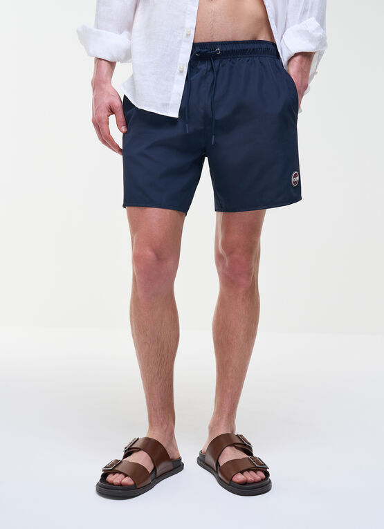 Branded swimming trunks