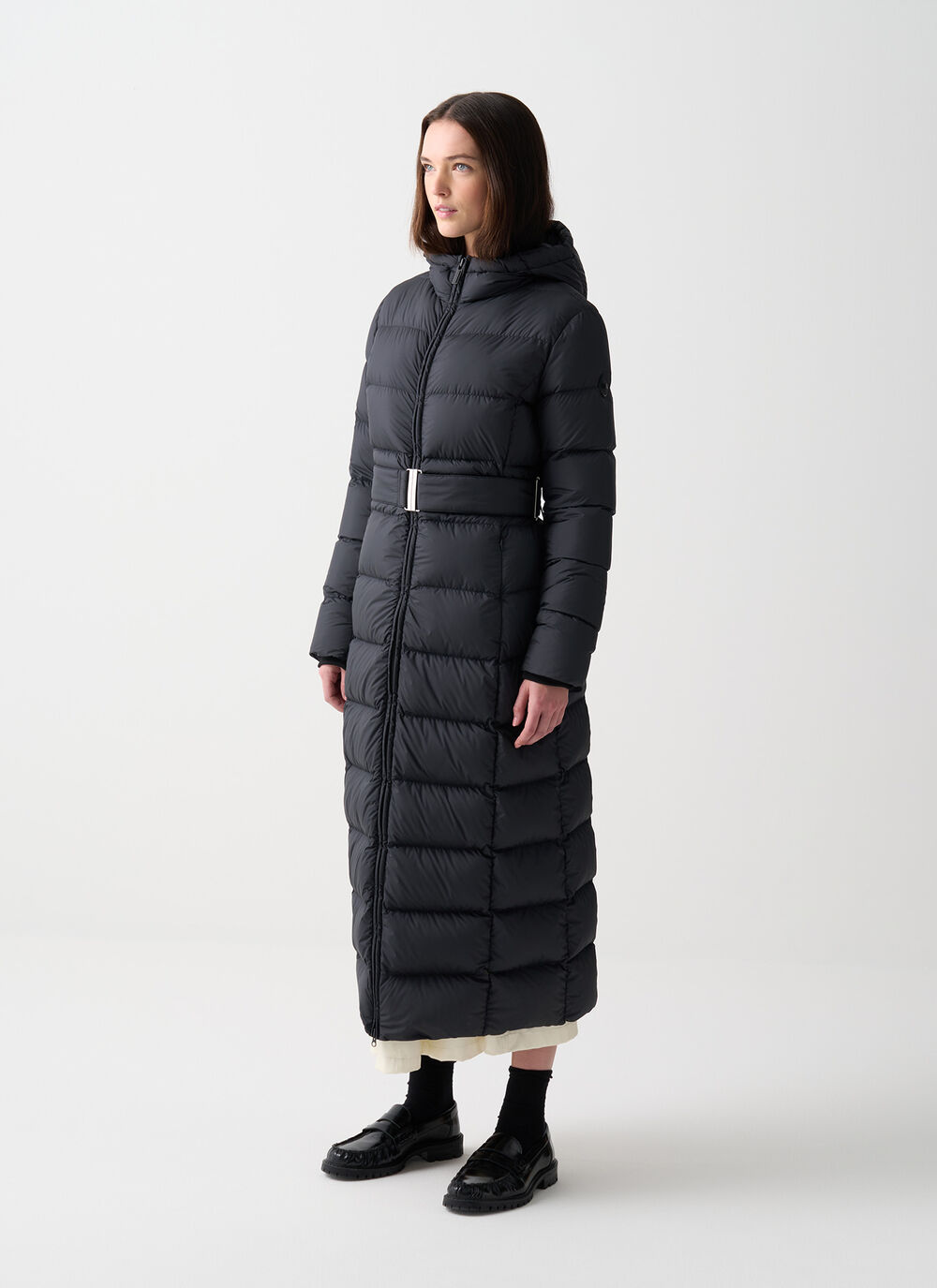 Doudoune longue mate avec ceinture image number 1