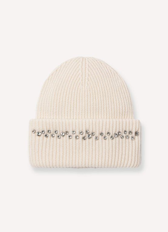 Women's virgin wool hat with rhinestones