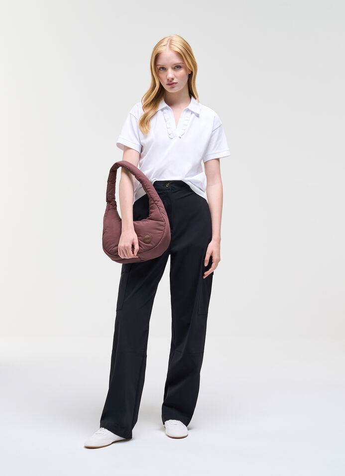 Polo avec ruches en piqu&eacute; de coton