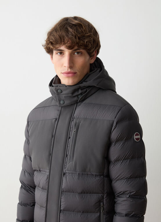 Daunenjacke mit abnehmbarer Kapuze und Neopren
