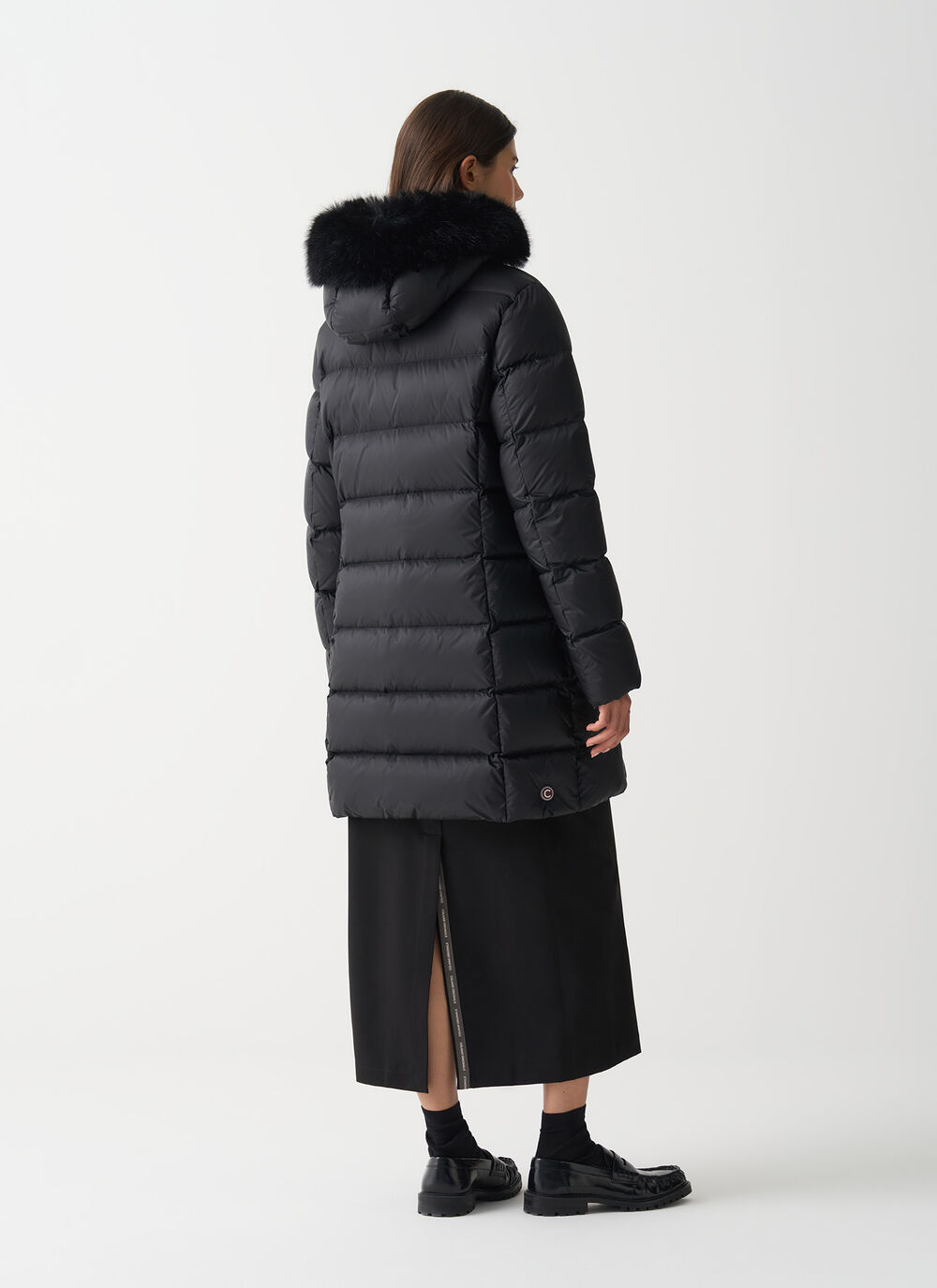 Long down jacket with faux fur image number 3