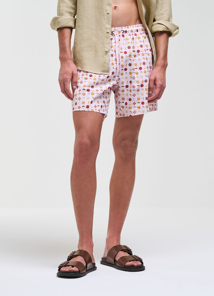 Patterned swimming trunks