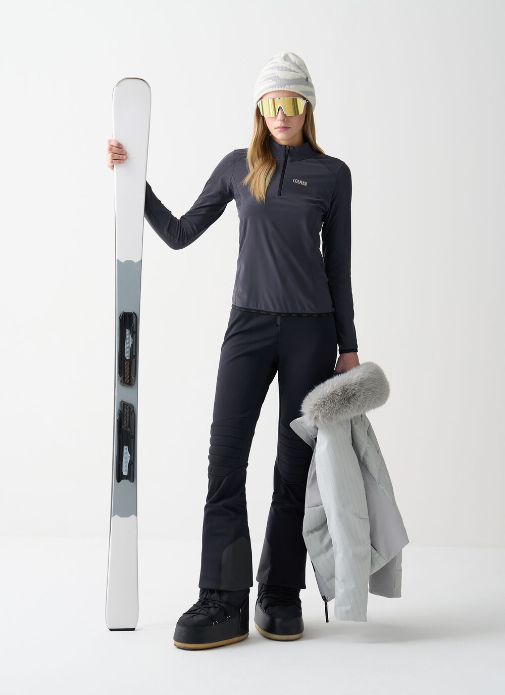 Thermal stretch ski jumper with half-zip image number 0
