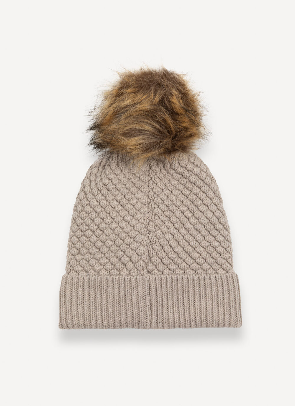 Unisex hat with faux fur pom-pom image number 2