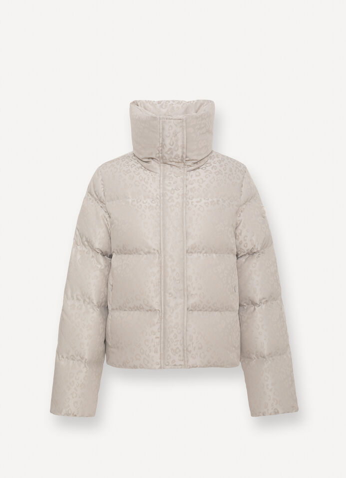 Animal-print down jacket with maxi-collar  image number 4