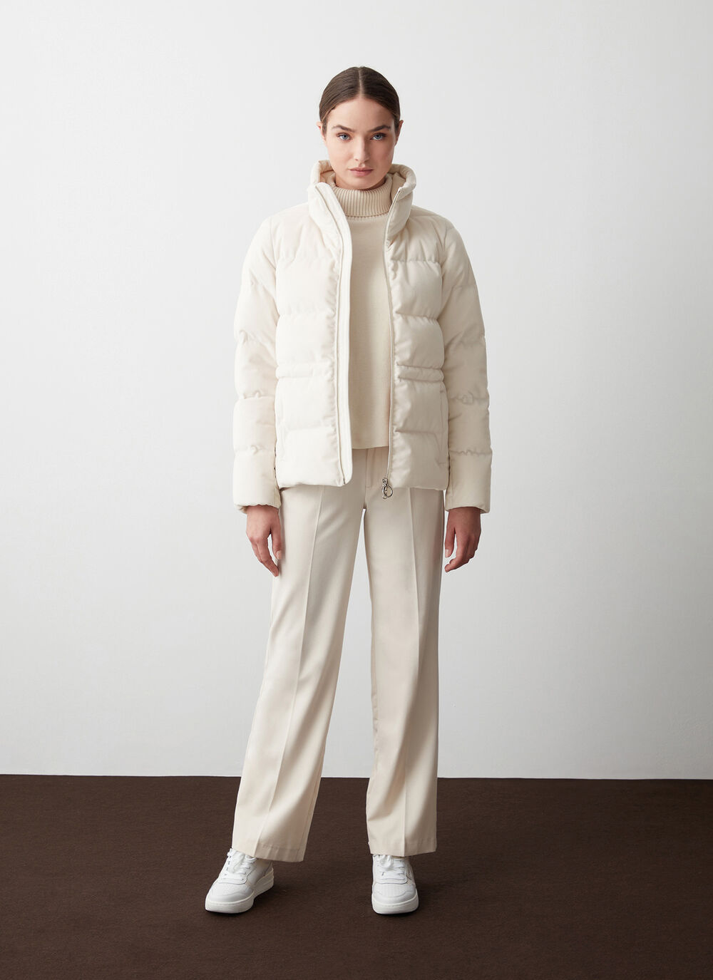 Daunenjacke aus Stretch-Samt image number 0