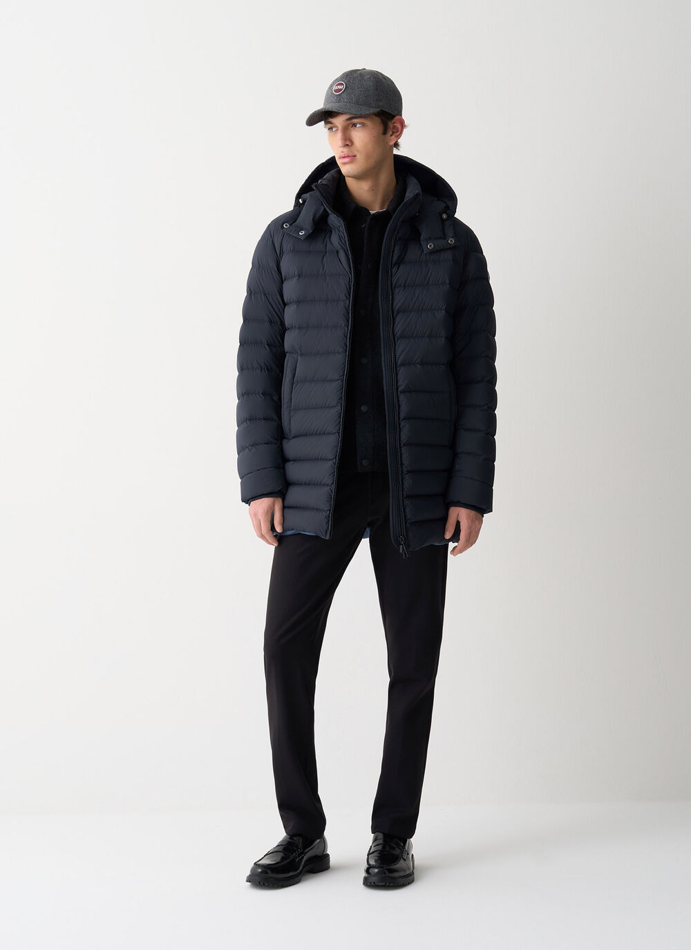 Quilted down jacket with side slits image number 0