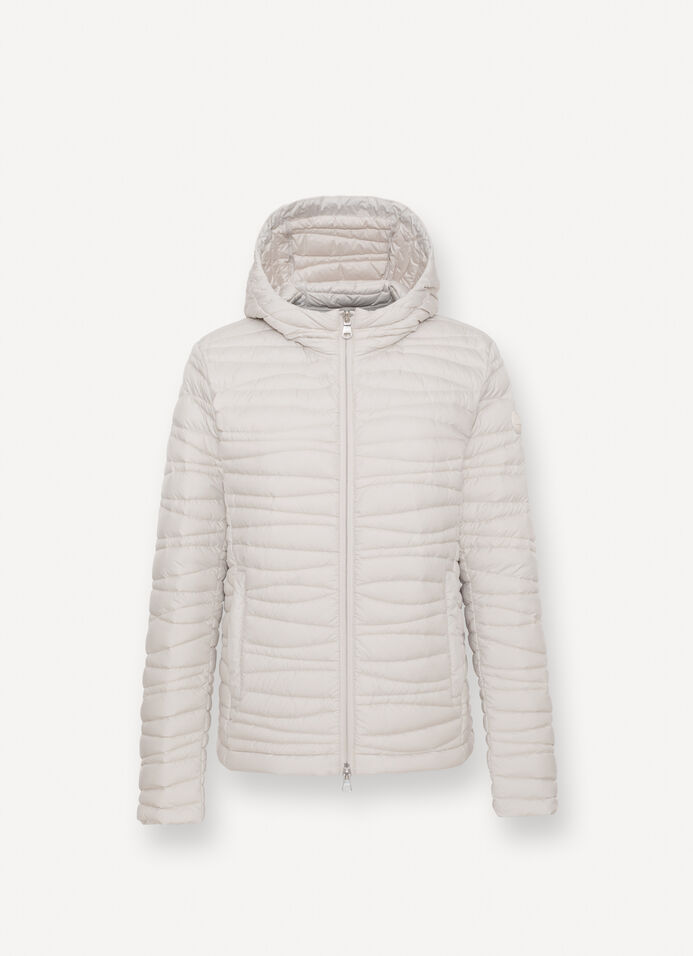 Hooded down jacket with wave quilting image number 4