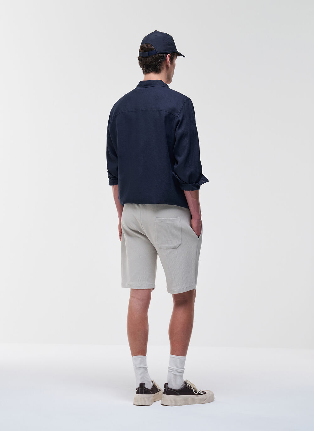 Bermuda en coton molletonn&eacute; milleraies image number 3