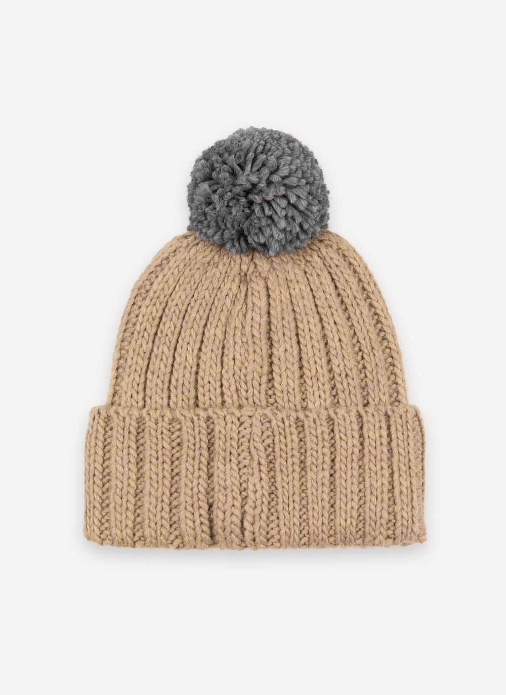 Unisex rib-knit hat with pom-pom image number 3