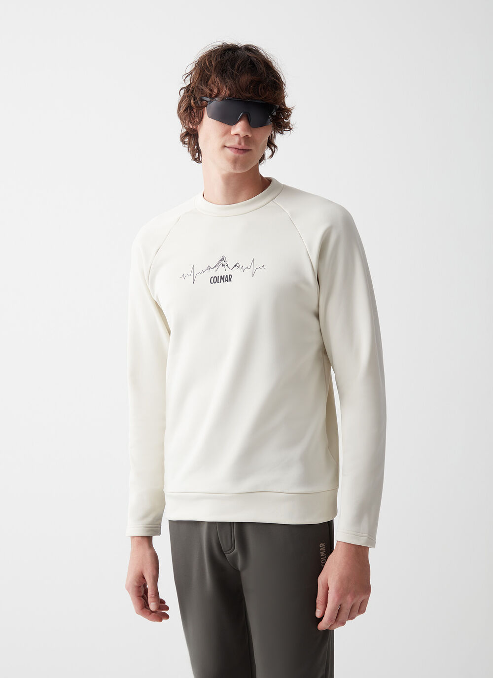 Printed crew-neck stretch ski fleece image number 0