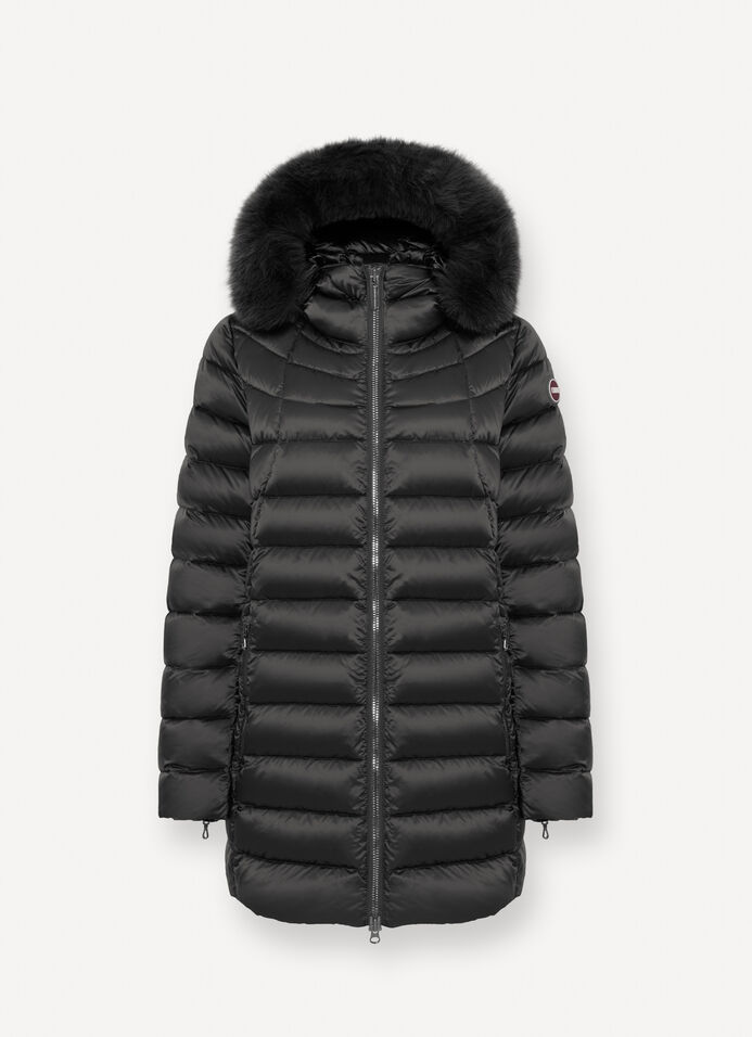 Trapezförmige Daunenjacke mit Kunstpelz image number 4