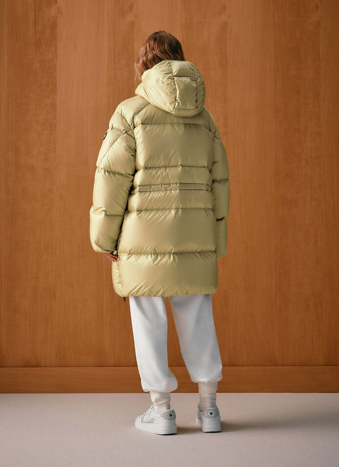Maxi down jacket with drawstring waist image number 2