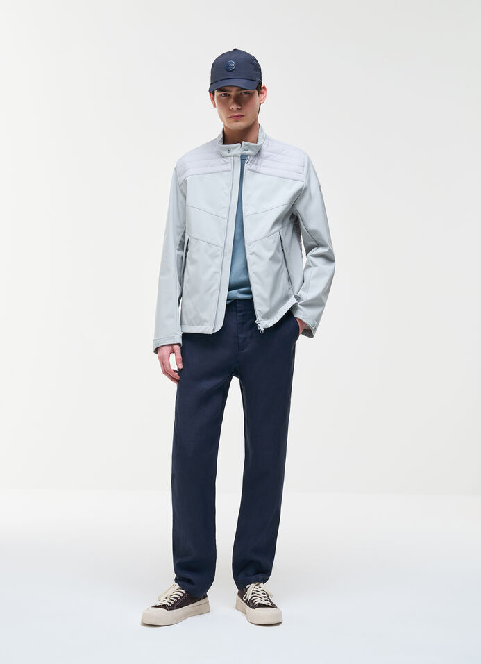 Bi-material wad-padded biker jacket