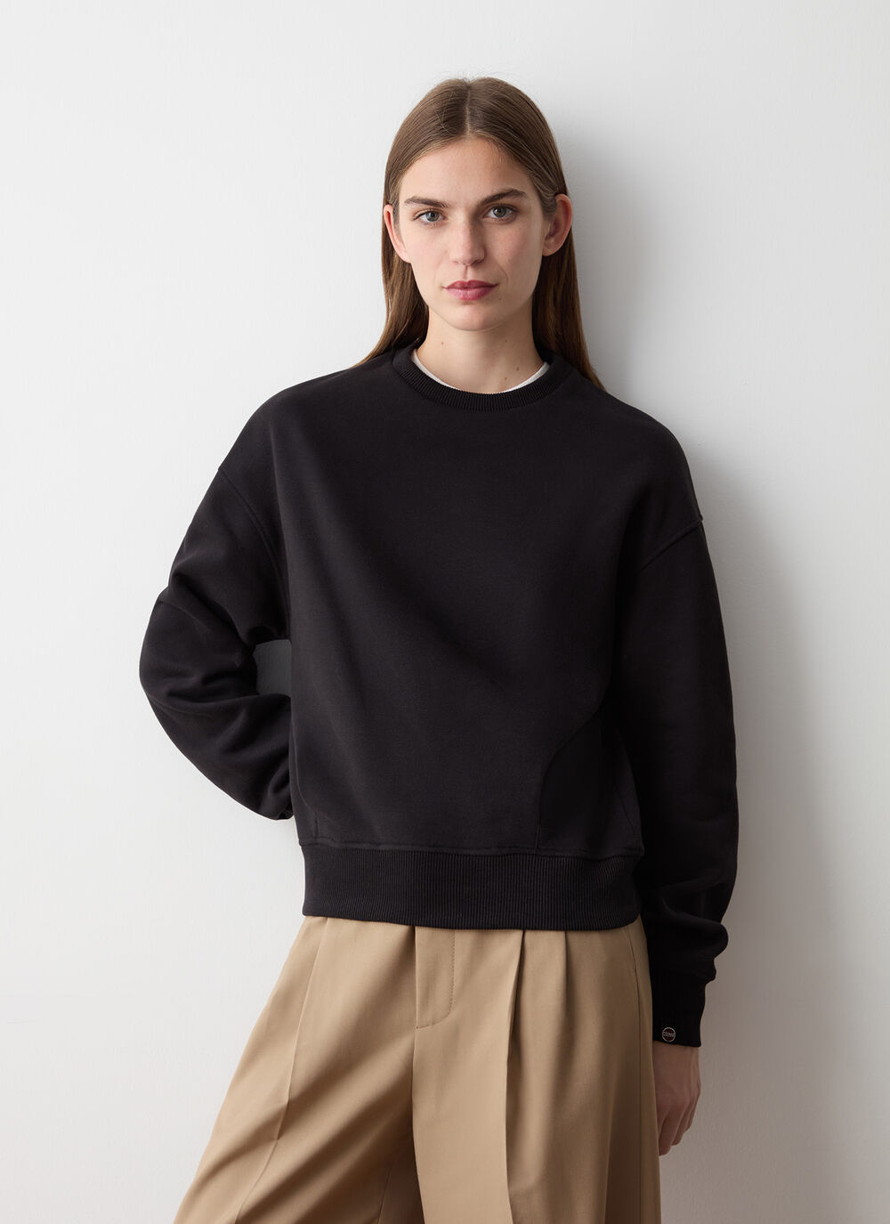 Rundhals-Sweatshirt mit Abn&auml;hern image number 0