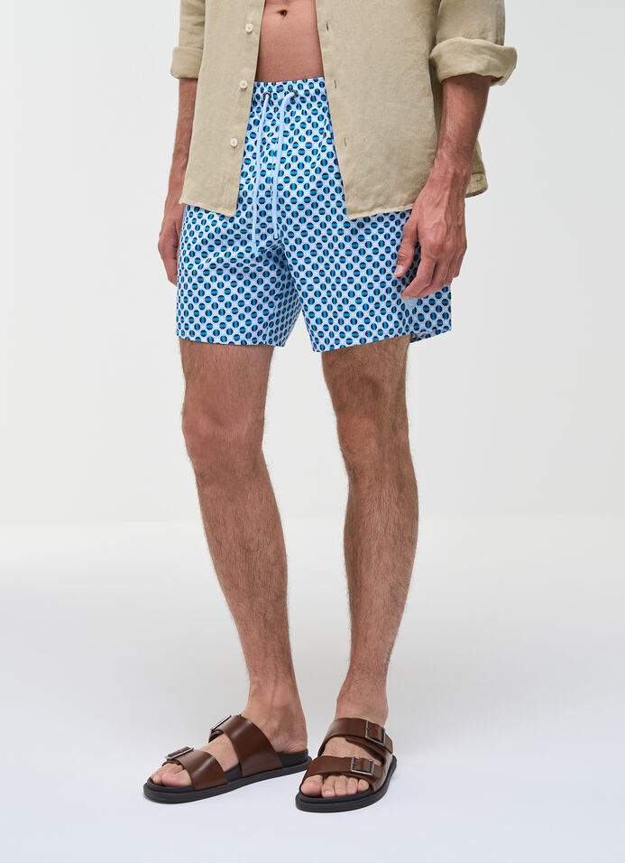 Patterned swimming trunks