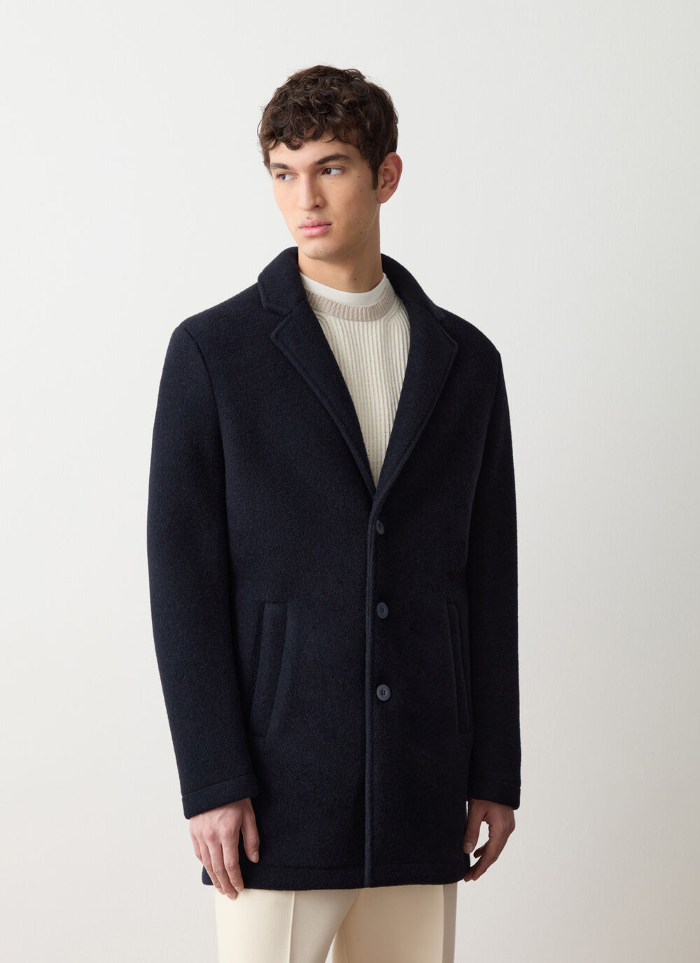 Wool cloth coat with nylon inserts  image number 0