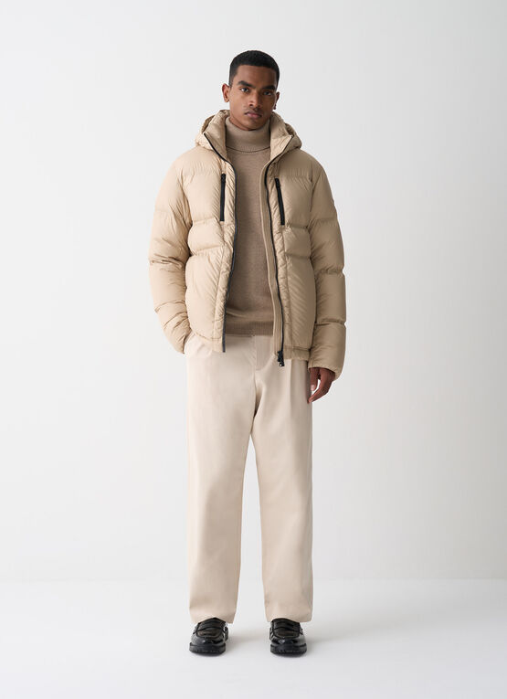 Puffy down jacket with hood