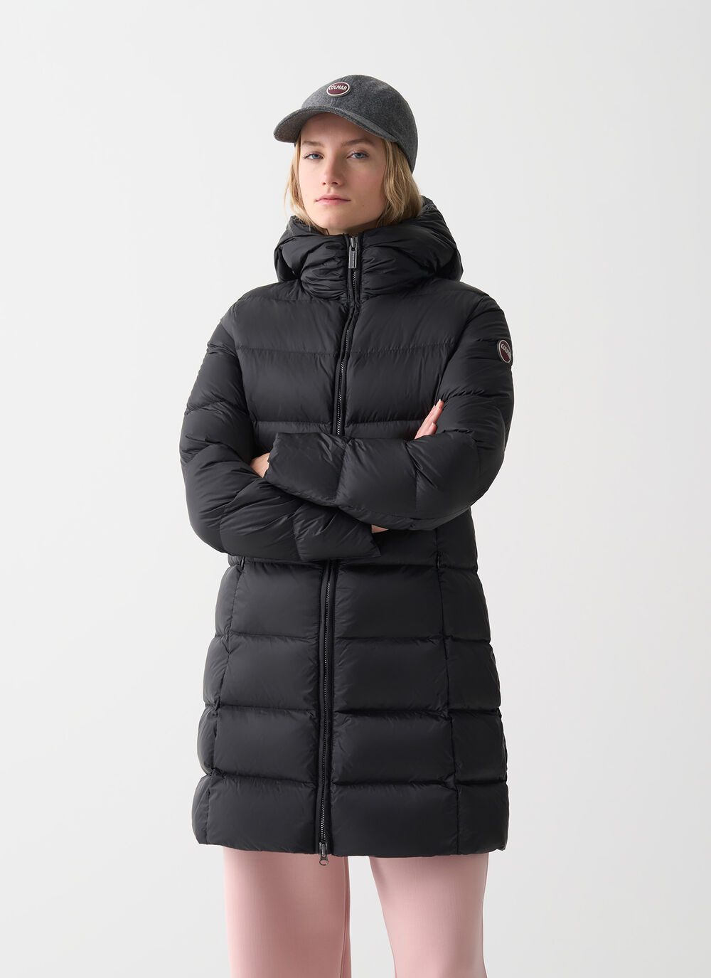 Long down jacket with hood image number 1