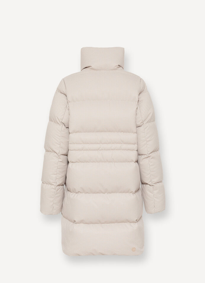 Houndstooth-print down jacket with high collar image number 5