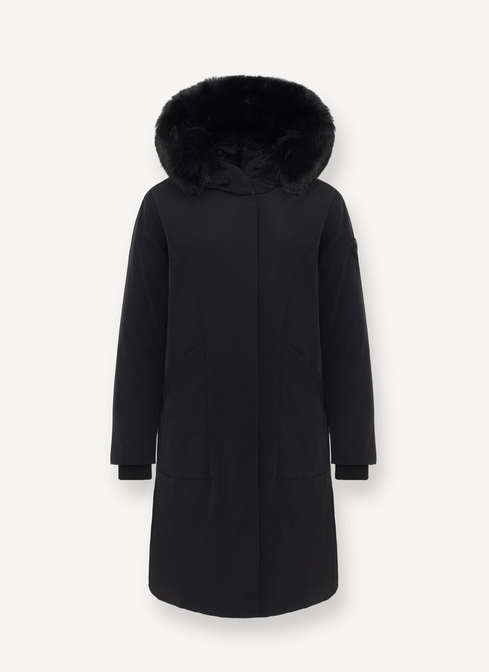 Long waterproof down jacket with fur image number 4